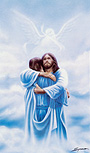 Jesus in the Clouds Funeral Card, printed in the USA