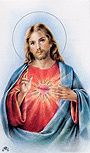 Sacred Heart of Jesus 3 Prayer Card, imported from Italy