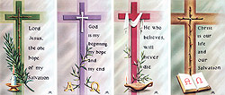 Cross and flower   4-card Set memorial Print-image